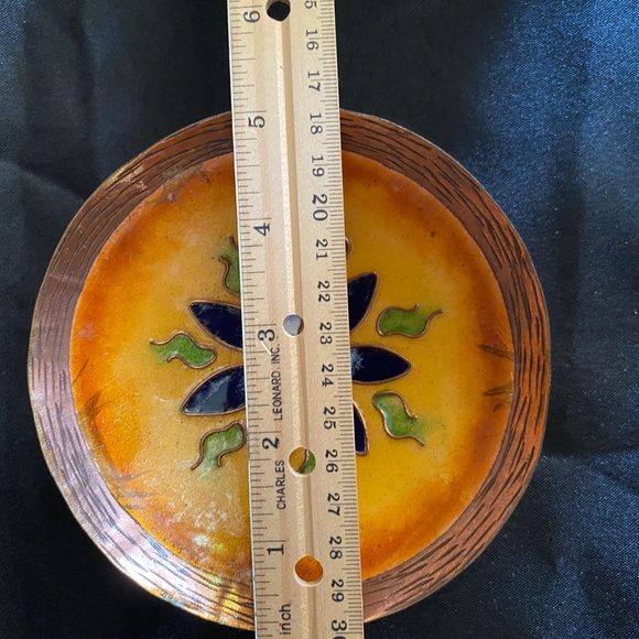 Handmade Artisan Craft 6" Copper and Enamel Bowl Wall Decor - Picture 5 of 7